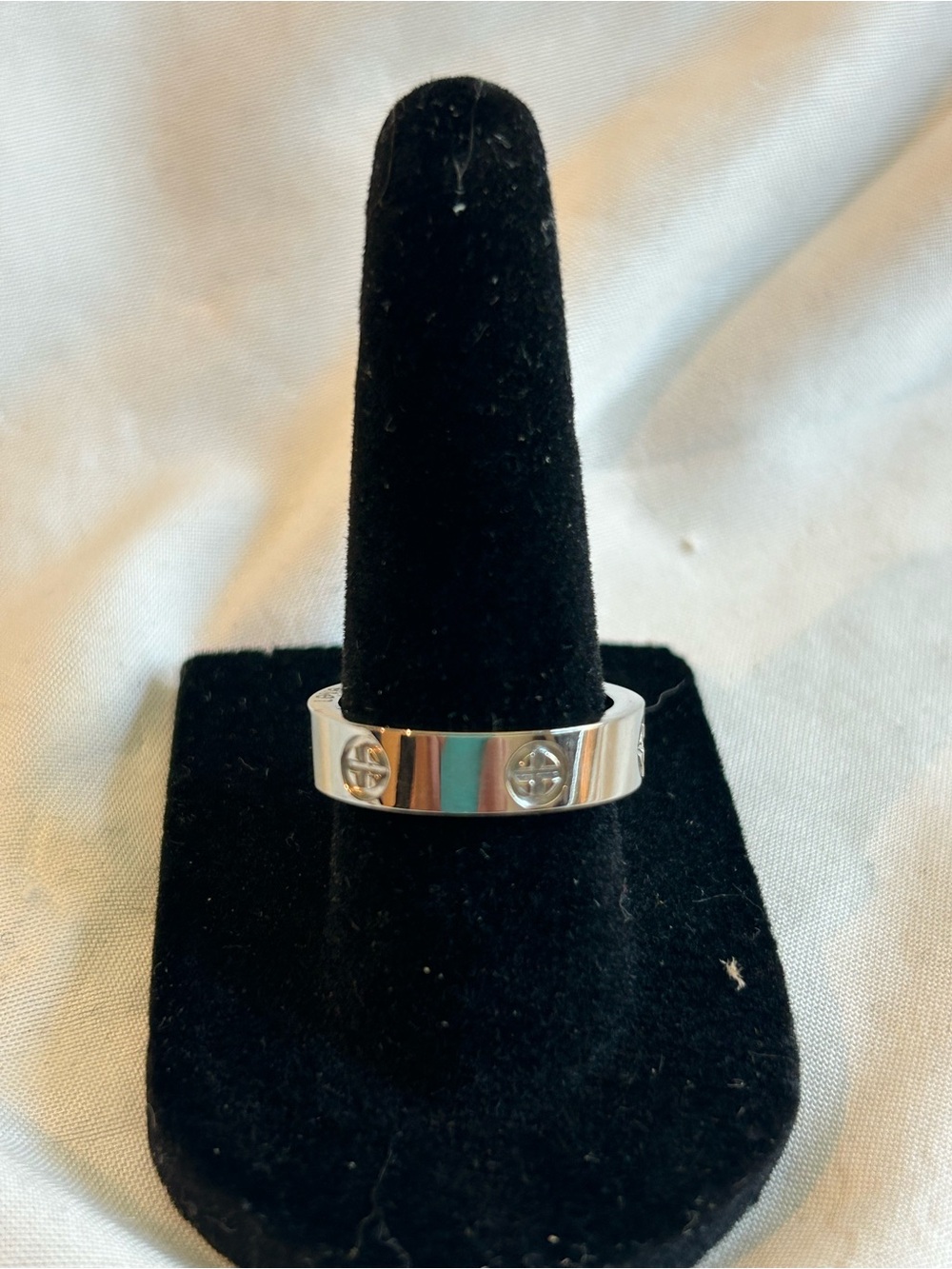 Silver Womens Screw Accent Band Ring - Polished Silver